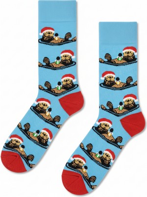 Carnaval Socks Yılbaşı Temalı Su Samuru Desenli Unisex Soket Çorap