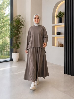 Esra Butik Ince Modal Kumaş Tunikli Etekli Takım – Standart Beden (38-46 Uyumlu)