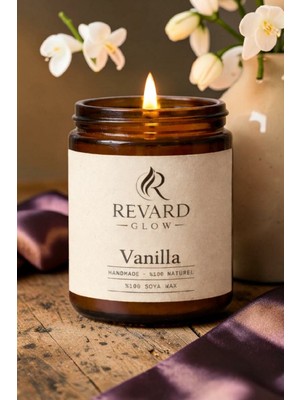Revard Vanilya Kokulu Mum - %100 Doğal El Yapımı Soya Mumu - 100 cc Cam Kavanoz