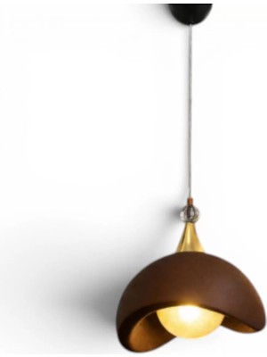 Tigea Accessories Beton Görünümlü Iskandi̇nav Tarzı LED Toplu Avize 3 Renk Yanabilen  Aydınlatma 32 x 70 cm Kahverengi