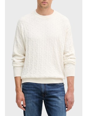 Calvin Klein Pamuklu Relaxed Fit Tamamı Logolu Kazak LV04RE301GYAS Erkek Kazak LV04RE301G Yas