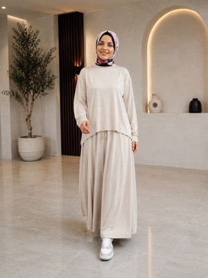 Esra Butik Ince Modal Kumaş Tunikli Etekli Takım – Standart Beden (38-46 Uyumlu)