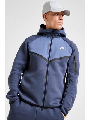 Nike Tech Fleece Mix Full Zip Windrunner Hoodie Kapüşonlu Unisex Sweatshirt Lacivert