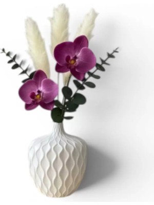 Tigea Accessories Iskandinav Tarz Dokulu Dekoratif Vazo – 15 cm Modern Masaüstü Vazo Beyaz