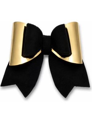 Tigea Accessories Glitter Detaylı Fiyonk Saç Tokası 9x6 cm Siyah-Gold