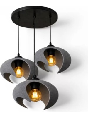 Tigea Accessories Beton Dokulu Iskandi̇nav Premi̇um Salon Oturma Avize – Salon ve Oturma Odası Aydınlatması 25 x 20 cm Gri