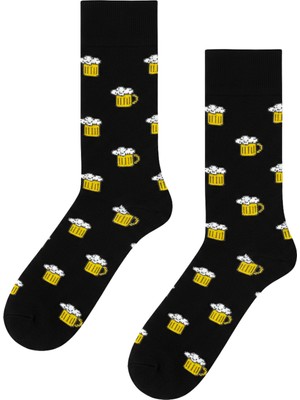 Carnaval Socks Bira Bardağı Desenli Siyah Unisex Soket Çorap