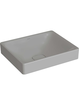 VitrA Metropole Çanak Lavabo Dikdörtgen, 50×40 cm Armatür Deliksiz, Su Taşma Deliksiz, Mat Taş Gri