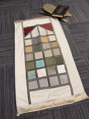 MYBEDESTEN Modern Patchwork Mozaik Desenli Saçaklı Seccade