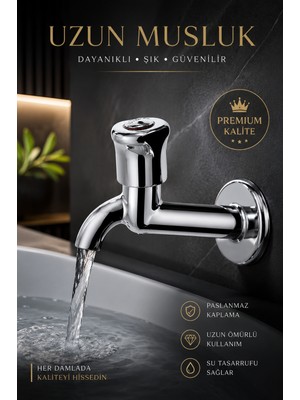 Primeaks Uzun Musluk Krom Lavabo Musluğu 13,5 cm | Premium Kalite Paslanmaz Kaplama Şık Tasarım