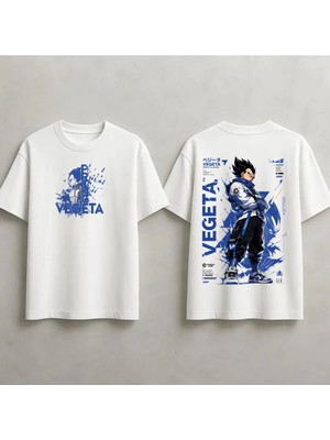  Dragon Ball-Z Vegeta Anime Baskılı Unisex %100 Pamuklu Oversize T-Shirt