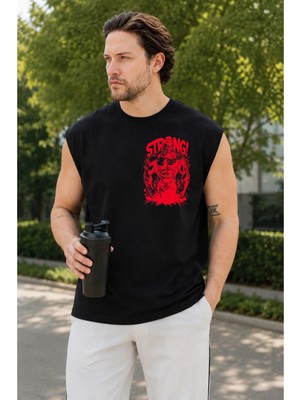 Urban Trend Store Urbantrendstore Baskılı Unisex Pamuklu Antrenman Sporcu Atleti Oversize Tişört Fitness Gym