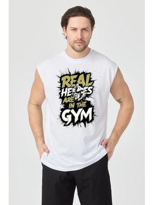 Urban Trend Store Urbantrendstore Baskılı Unisex Pamuklu Antrenman Sporcu Atleti Oversize Tişört Fitness Gym