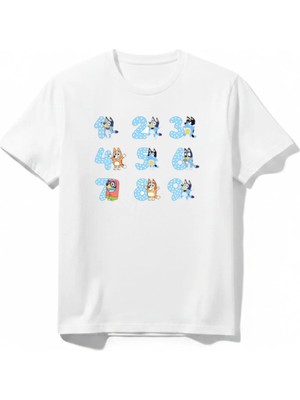 Urban Trend Store Urbantrendstore Bluey Baskılı Kız Çocuk Erkek Çocuk Bisiklet Yuvarlak Yaka Tişört