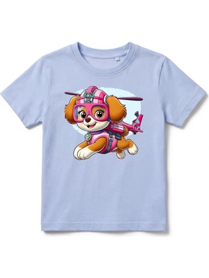 Urban Trend Store Urbantrendstore Paw Patrol Unisex Kız Çocuk Bisiklet Yuvarlak Yaka Basic Kısa Kollu %100 Pamuk Tişört