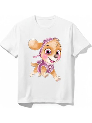 Urban Trend Store Urbantrendstore Paw Patrol Skye Unisex Kız Çocuk Erkek Çocuk Yuvarlak Yaka Tişört