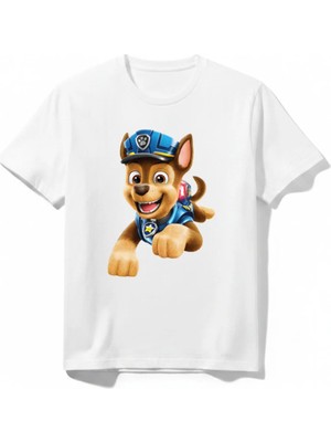 Urban Trend Store Urbantrendstore Paw Patrol Özel Tasarım Unisex Kız Çocuk Erkek Çocuk Bisiklet Yuvarlak Yaka Basic Kısa Kollu %100 Pamuk Tişört
