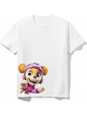 Urban Trend Store Urbantrendstore Paw Patrol Skye Unisex Kız Çocuk Erkek Çocuk Yuvarlak Yaka Tişört