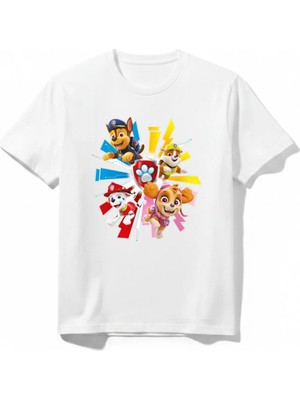 Urban Trend Store Urbantrendstore Paw Patrol Unisex Kız Çocuk Erkek Çocuk Bisiklet Yuvarlak Yaka Basic Kısa Kollu %100 Pamuk Tişört