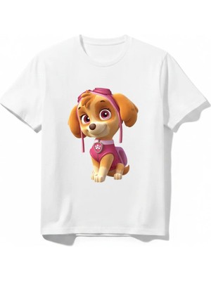 Urban Trend Store Urbantrendstore Paw Patrol Unisex Kız Çocuk Erkek Çocuk Bisiklet Yuvarlak Yaka Basic Kısa Kollu %100 Pamuk Tişört