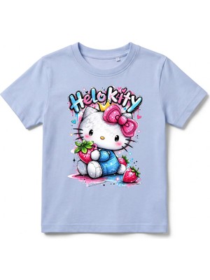 Urban Trend Store Urbantrendstore Hello Kitty Unisex Kız Çocuk Erkek Çocuk Bisiklet Yuvarlak Yaka Basic Kısa Kollu %100 Pamuk Tişört