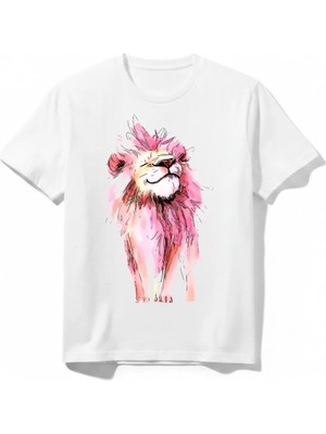 Urban Trend Store Urbantrendstore Aslan Temalı Unisex Kız Çocuk Erkek Çocuk Bisiklet Yuvarlak Yaka Basic Kısa Kollu %100 Pamuk Tişört