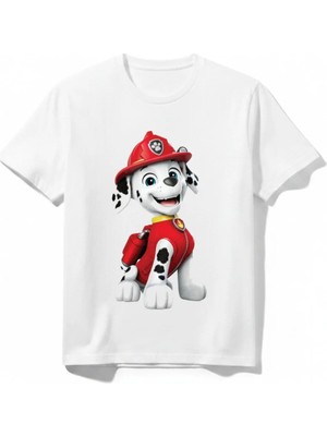 Urban Trend Store Urbantrendstore Paw Patrol Unisex Kız Çocuk Bisiklet Yuvarlak Yaka Basic Kısa Kollu %100 Pamuk Tişört