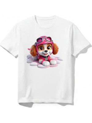 Urban Trend Store Urbantrendstore Paw Patrol Unisex Kız Çocuk Erkek Çocuk Bisiklet Yuvarlak Yaka Basic Kısa Kollu %100 Pamuk Tişört