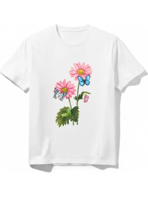 Urban Trend Store Urbantrendstore Kelebek Temalı Unisex Kız Çocuk Erkek Çocuk Bisiklet Yuvarlak Yaka Basic Kısa Kollu %100 Pamuk Tişört