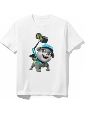 Urban Trend Store Urbantrendstore Paw Patrol Unisex Kız Çocuk Erkek Çocuk Bisiklet Yuvarlak Yaka Basic Kısa Kollu %100 Pamuk Tişört