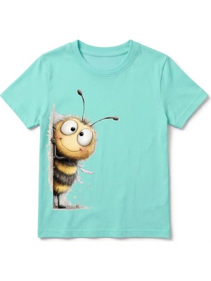 Urban Trend Store Urbantrendstore Arıcık Unisex Kız Çocuk Erkek Çocuk Bisiklet Yuvarlak Yaka Basic Kısa Kollu %100 Pamuk Tişört