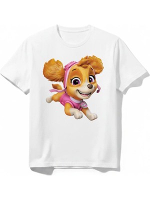 Urban Trend Store Urbantrendstore Paw Patrol Skye Unisex Kız Çocuk Erkek Çocuk Yuvarlak Yaka Tişört