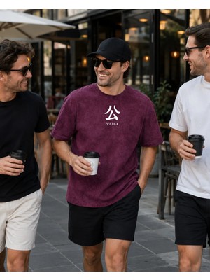 Urban Trend Store Urbantrendstore Baskılı Asit Yıkamalı Pamuklu Oversize Salaş Rahat Kalıp Tişört