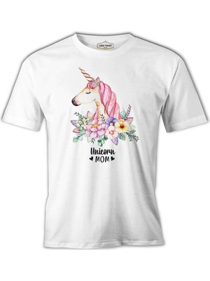  Unicorn Mom Pink Anneler Günü Beyaz Unisex Tshirt