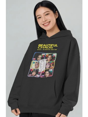 Sevbano Katseye Beautiful Chaos Kpop Müzik Grubu Ön Baskılı Unisex Oversize Premium Hoodie