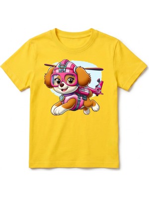 Urban Trend Store Urbantrendstore Paw Patrol Unisex Kız Çocuk Bisiklet Yuvarlak Yaka Basic Kısa Kollu %100 Pamuk Tişört