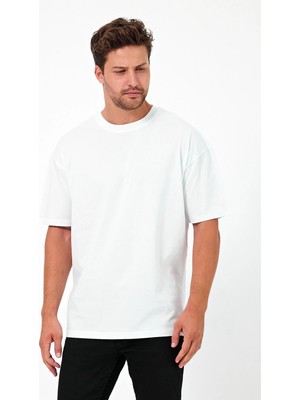Urban Trend Store Urbantrendstore Unisex Sade Basic Yazlık Beyaz Siyah Tshirt Oversize Fit Rahat Geniş Salaş T-Shirt Günlük Tişört Sağlam Yırtılmaz Ter Emici Cotton