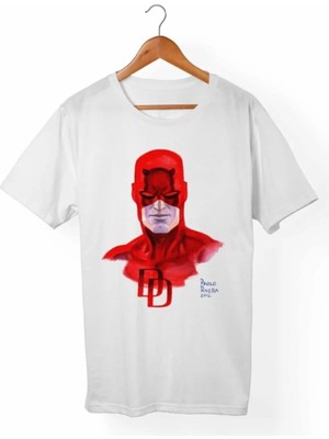  Unisex Beyaz Daredevil Marvel T-Shirt