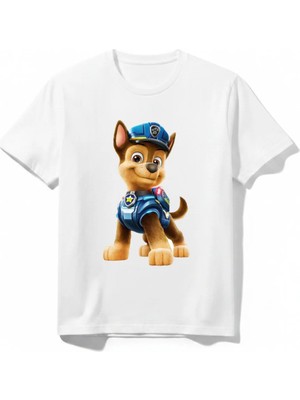 Urban Trend Store Urbantrendstore Paw Patrol Özel Tasarım Unisex Kız Çocuk Erkek Çocuk Bisiklet Yuvarlak Yaka Basic Kısa Kollu %100 Pamuk Tişört