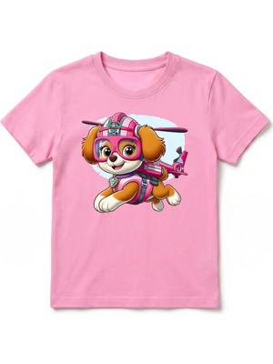 Urban Trend Store Urbantrendstore Paw Patrol Unisex Kız Çocuk Bisiklet Yuvarlak Yaka Basic Kısa Kollu %100 Pamuk Tişört