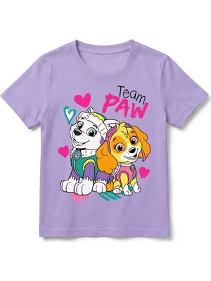 Urban Trend Store Urbantrendstore Paw Patrol Unisex Kız Çocuk Erkek Çocuk Bisiklet Yuvarlak Yaka Basic Kısa Kollu %100 Pamuk Tişört