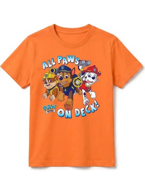 Urban Trend Store Urbantrendstore Paw Patrol Unisex Kız Çocuk Bisiklet Yuvarlak Yaka Basic Kısa Kollu %100 Pamuk Tişört
