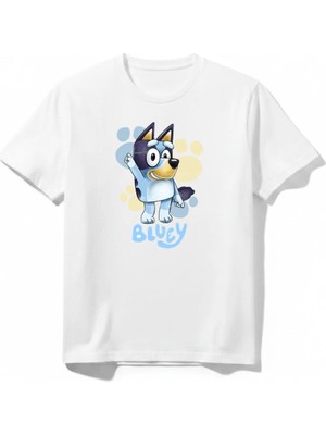 Urban Trend Store Urbantrendstore Bluey Baskılı Kız Çocuk Erkek Çocuk Bisiklet Yuvarlak Yaka Tişört