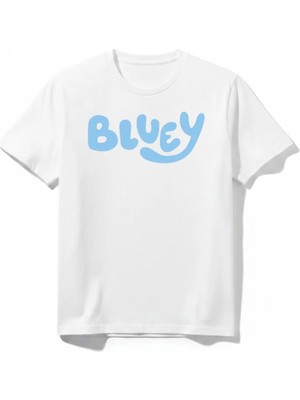 Urban Trend Store Urbantrendstore Bluey Baskılı Premium Bisiklet Yaka Pamuklu Kısa Kollu Çocuk ve Genç Tişört