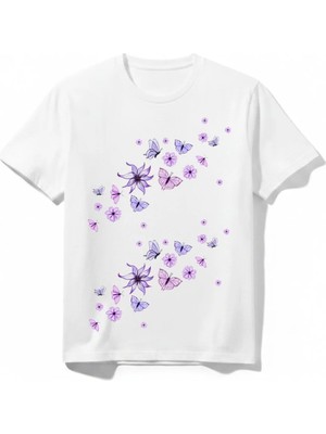 Urban Trend Store Urbantrendstore Kelebek Temalı Unisex Kız Çocuk Erkek Çocuk Bisiklet Yuvarlak Yaka Basic Kısa Kollu %100 Pamuk Tişört