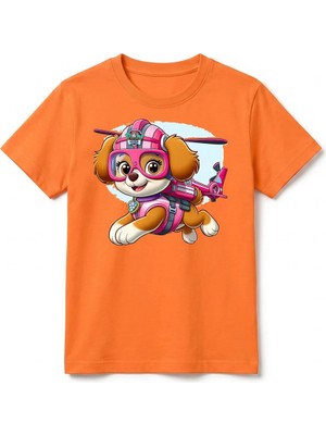 Urban Trend Store Urbantrendstore Paw Patrol Unisex Kız Çocuk Bisiklet Yuvarlak Yaka Basic Kısa Kollu %100 Pamuk Tişört