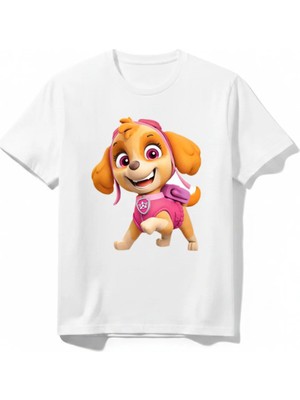 Urban Trend Store Urbantrendstore Paw Patrol Skye Unisex Kız Çocuk Erkek Çocuk Yuvarlak Yaka Tişört