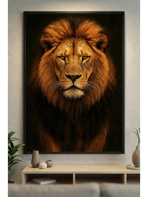 Nt Handmade Mc Home Art Çerçeveli Uv Baskı Aslan Duvar Tablosu – Modern & Şık Duvar Dekoru