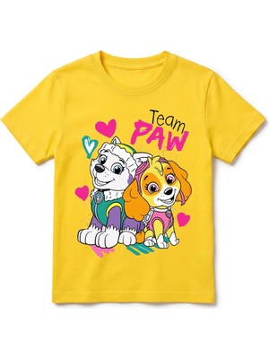 Urban Trend Store Urbantrendstore Paw Patrol Unisex Kız Çocuk Erkek Çocuk Bisiklet Yuvarlak Yaka Basic Kısa Kollu %100 Pamuk Tişört