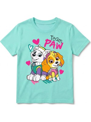 Urban Trend Store Urbantrendstore Paw Patrol Unisex Kız Çocuk Erkek Çocuk Bisiklet Yuvarlak Yaka Basic Kısa Kollu %100 Pamuk Tişört